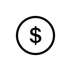 Dollar icon black and white. Vector graphics