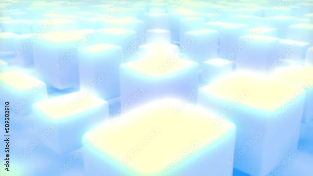 Wall mural delicate sky blue 3d blocks random - abstract geometrical bg - loop video