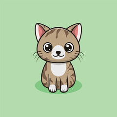 Vector Cute Manx Cat Illustration. Kawaii Animal Cartoon Character Design For Banner, Poster, Icon, and Mascot