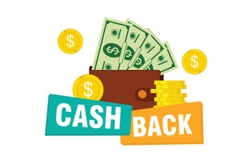 Cashback icon isolated on white background. cashback or money refund label. flat style illustration vector