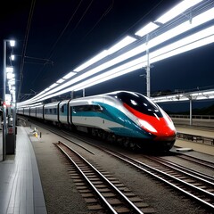 Fototapeta na wymiar hi speed modern moving train, generative art by A.I.