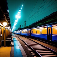 modern train station platform, generative art by A.I.