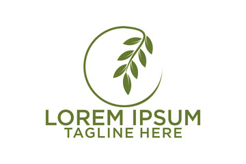 green olive branch logo or symbol vector illustration