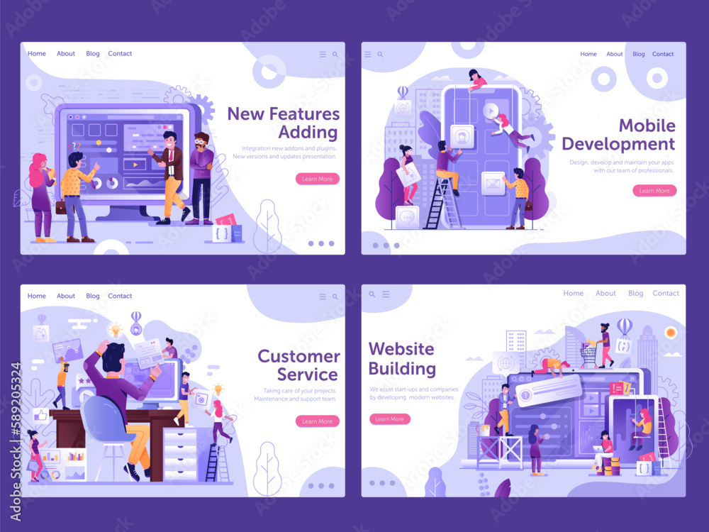 Wall mural website and app developing gradient design banners