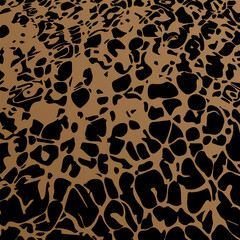 Animal print background of abstract spots similar to skin of leopard, giraffe in black and gold colors