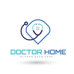 Illustration sign Logo for doctor home with stethoscope sign modern template