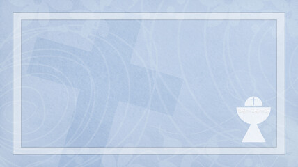 First communion blue reminder illustration with frame and chalice drawing