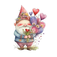Naklejka premium Whimsical Gnome - A fun and fanciful Valentine's Day gnome