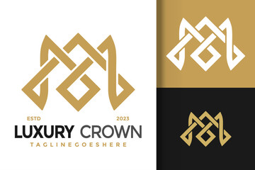 Luxury Crown Minimal logo vector icon illustration