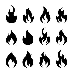 Fire set icon silhouette. flat design ilustration vector. isolated on white background 