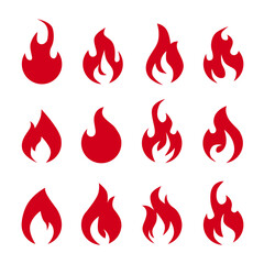 Fire set icon. flat design illustration vector. red isolated on white background 