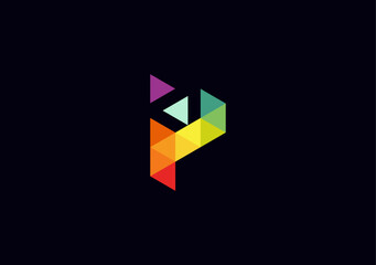 Modern technology Triangle geometric colorfull letter P