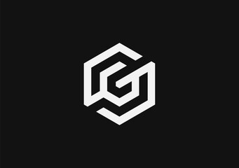 Monogram letter S G or GS in hexagon geometric cube logo