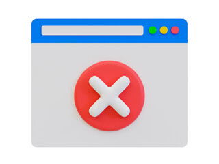 Obraz premium 3d minimal Red wrong mark. cancel icon. rejected, disapproved, no, False, not Ok. Web browser with Cross mark icon. 3d illustration.