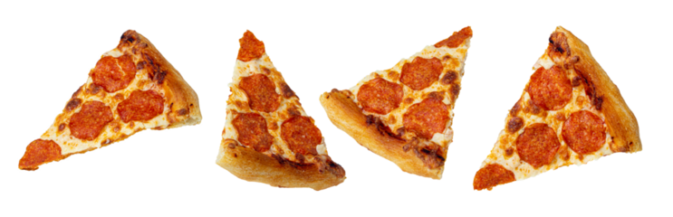 Sliced pizza slices with sausage