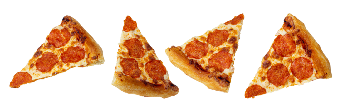 Sliced pizza slices with sausage