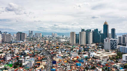 Fototapeta na wymiar Residential districts of Manila city. Aerial view