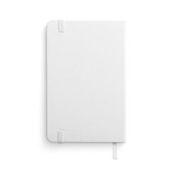 Top view of a white leather notebook mockup isolated on a transparent background, PNG. High resolution. 