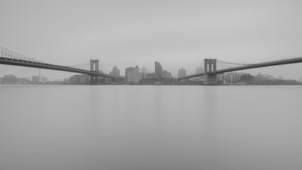 Dumbo view on a foggy morning in Black and White photo