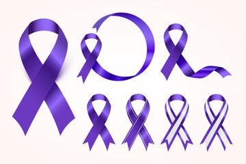 The purple awareness ribbon symbolizes various causes such as domestic violence, Alzheimer's, lupus, epilepsy, pancreatic cancer, animal abuse, and more.