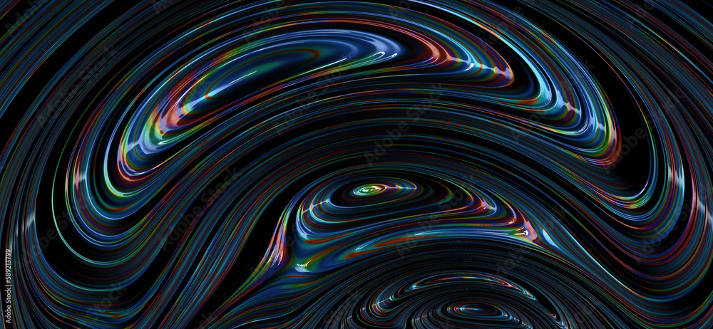 Canvas Prints abstract colorful rainbow swirl line on black. modern texture background