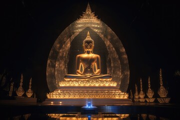 Buddha mystic statue, Thai design, AI generated