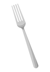 Fork dishware isolated on white background icon. Cartoon silver kitchen eating tool silhouette. Flat style vector illustration.