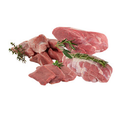 raw pork chops isolated​ on transparent backgrounds 