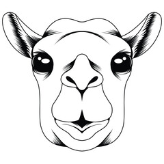 Camel head tattoo style in black and white