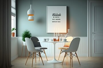 Fototapeta na wymiar modern dining room created using AI Generative Technology