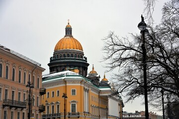 The dome of the Saint Isaacs cathedral in Saint-Petersburg, Russia.