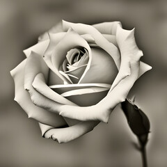 A white rose in black and white style