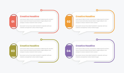 Fototapeta premium Modern steps infographic text presentation template with message bubble shape