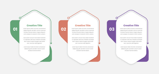 Business infographic text presentation template in polygonal shape with arrow