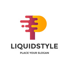 Fast or move letter P vector logo template with modern liquid style.