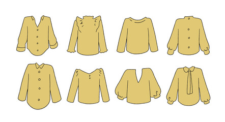 黄色のシャツのイラストセット