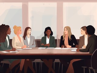 Businesswomen meeting, mixed races
