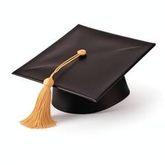 Graduation cap on white background