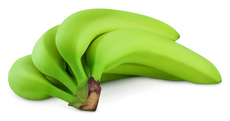 bunch of green bananas isolated on transparent background