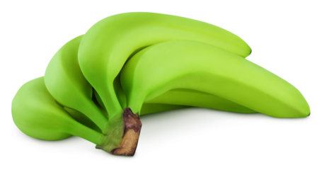 bunch of green bananas isolated on transparent background