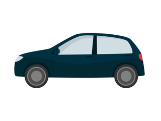 Fototapeta na wymiar Hatchback car. Blue auto side view. Flat cartoon style. Isolated vector illustration 