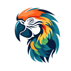 A macaw bird head design isolated on transparent background. Wild Animals.