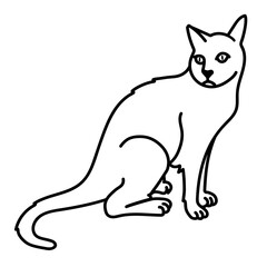 Illustration montrant la silhouette d’un chat assis, dessinée sur un fond blanc.