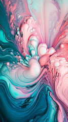 "Soft Pastels": Create a fluid art image using soft pastel colors, such as blush pink, mint green, and light blue, abstract