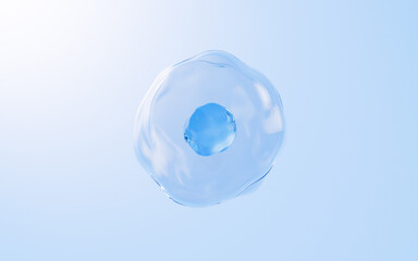 Floating cells in the blue background, skin treatment, biology and medicine concept, 3d rendering.