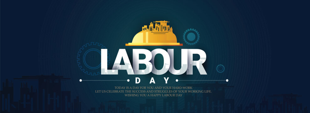  Labor Day ( 1st May) big Poster,banner With A Group Of People Of Different Occupations With abstract Background 