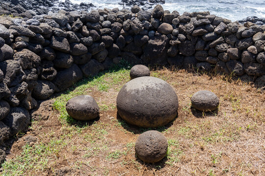 The magnetic stone of Te Pito Kura at Te Pito Kura archaeological complex. This singular stone was formerly known as Tita&rsquo;a hanga &lsquo;o te henua brought by Hotu Matu&rsquo;a in his boat.  