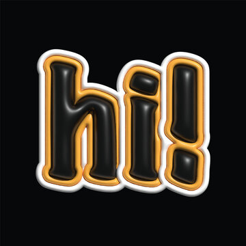 3D Hi! Lettering Rendered in Adobe Illustrator - Popular Stock Graphic