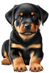 Rottweiler cute dog with a transparent background. Generative AI