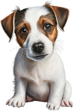 Jack Russell Terrier cute dog with a transparent background. Generative AI